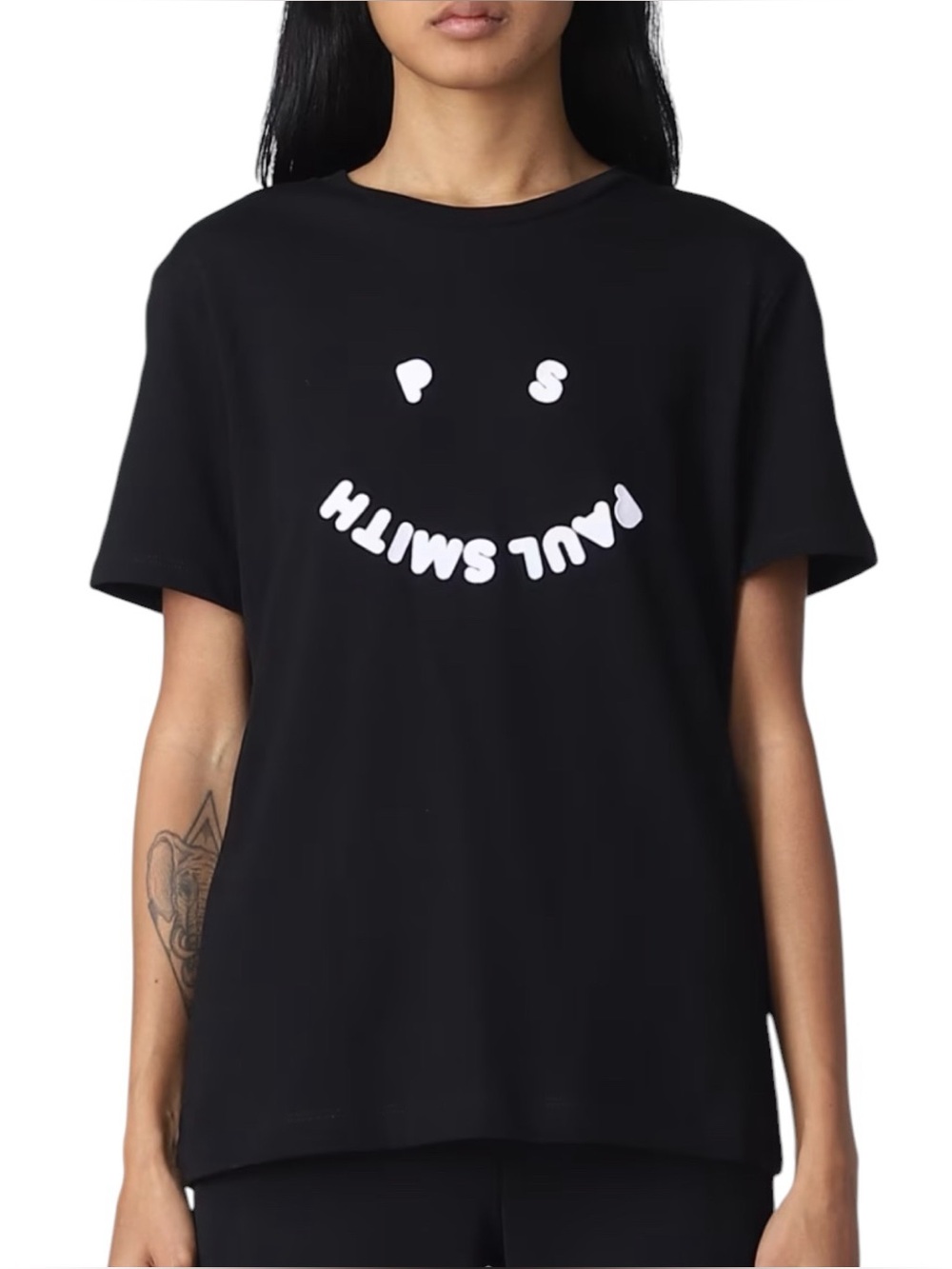 Paul Smith Black Puff-Patch Smiley Happy Logo T-Shirt Size Large